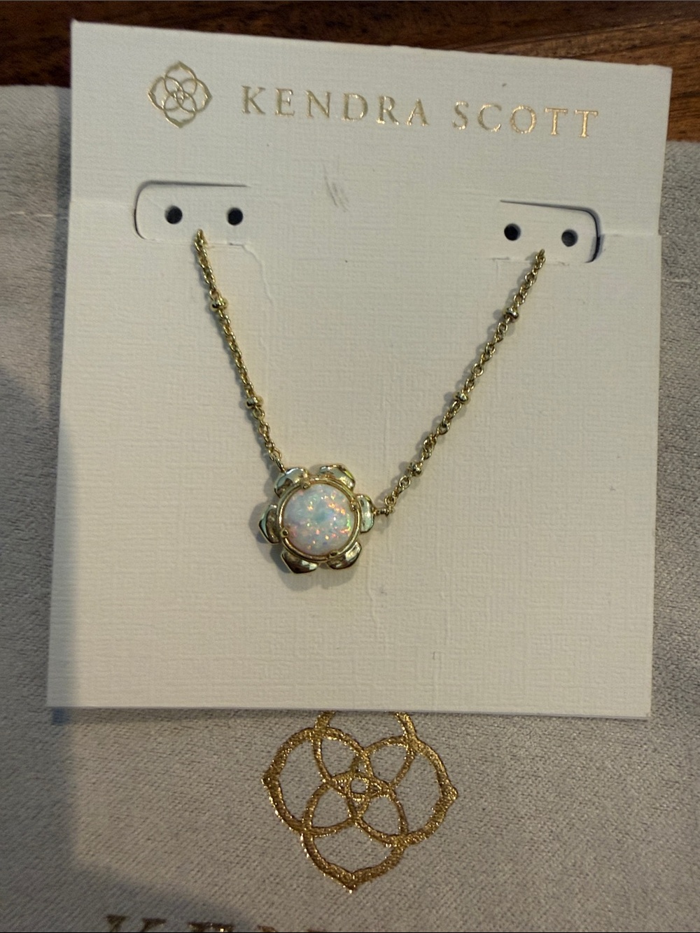 Kendra Scott Gold Iridescent Opal Flower Necklace